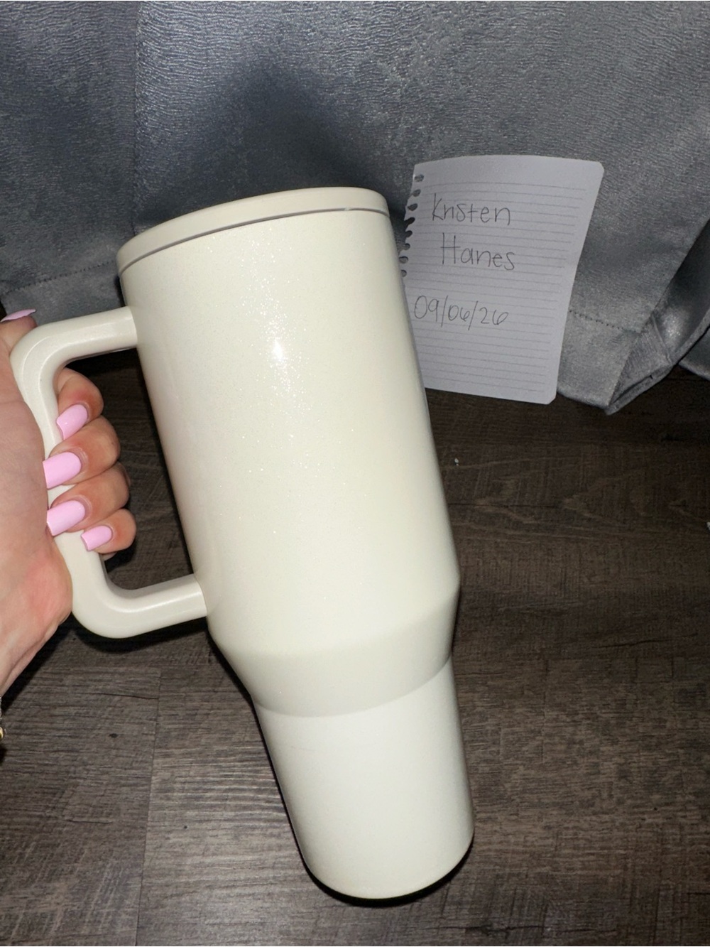 HydroJug Cream/Glitter Insulated Travel Tumbler with Handle